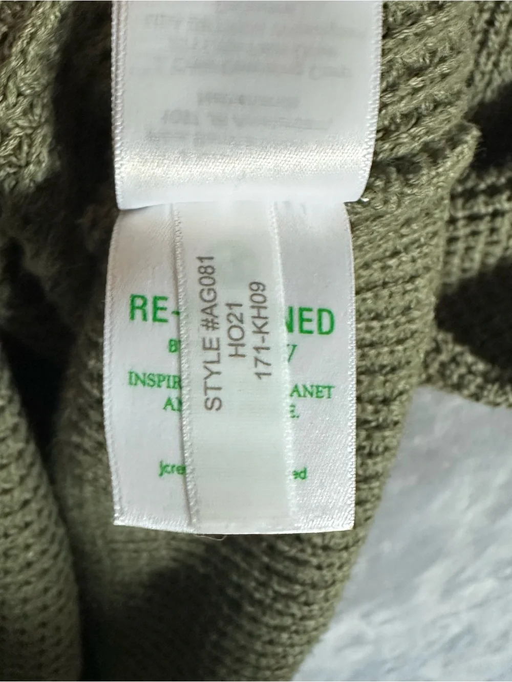 J. Crew Olive Green quarter -Zip waffle knit cotton Sweater XL